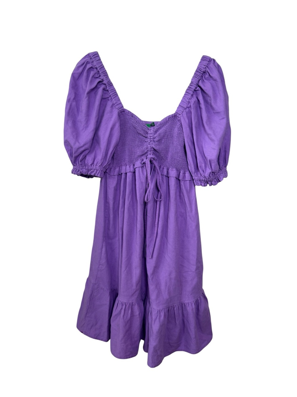 Farm Rio Puff Sleeve Linen Blend Mini Dress